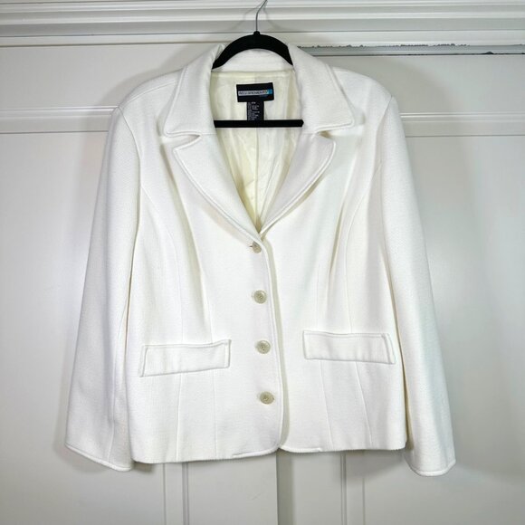White Fully lined Textured Blazer Jacket 16W - Picture 1 of 8